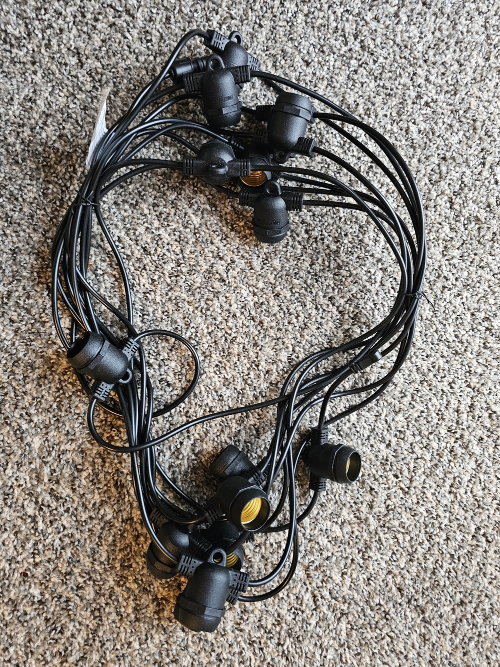 Black Outdoor String Light Cord with Multiple Sockets